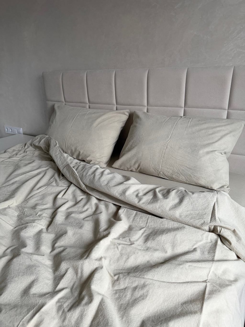 Комплект постільної білизни з Вареної Бавовни "Молочна Оливка"