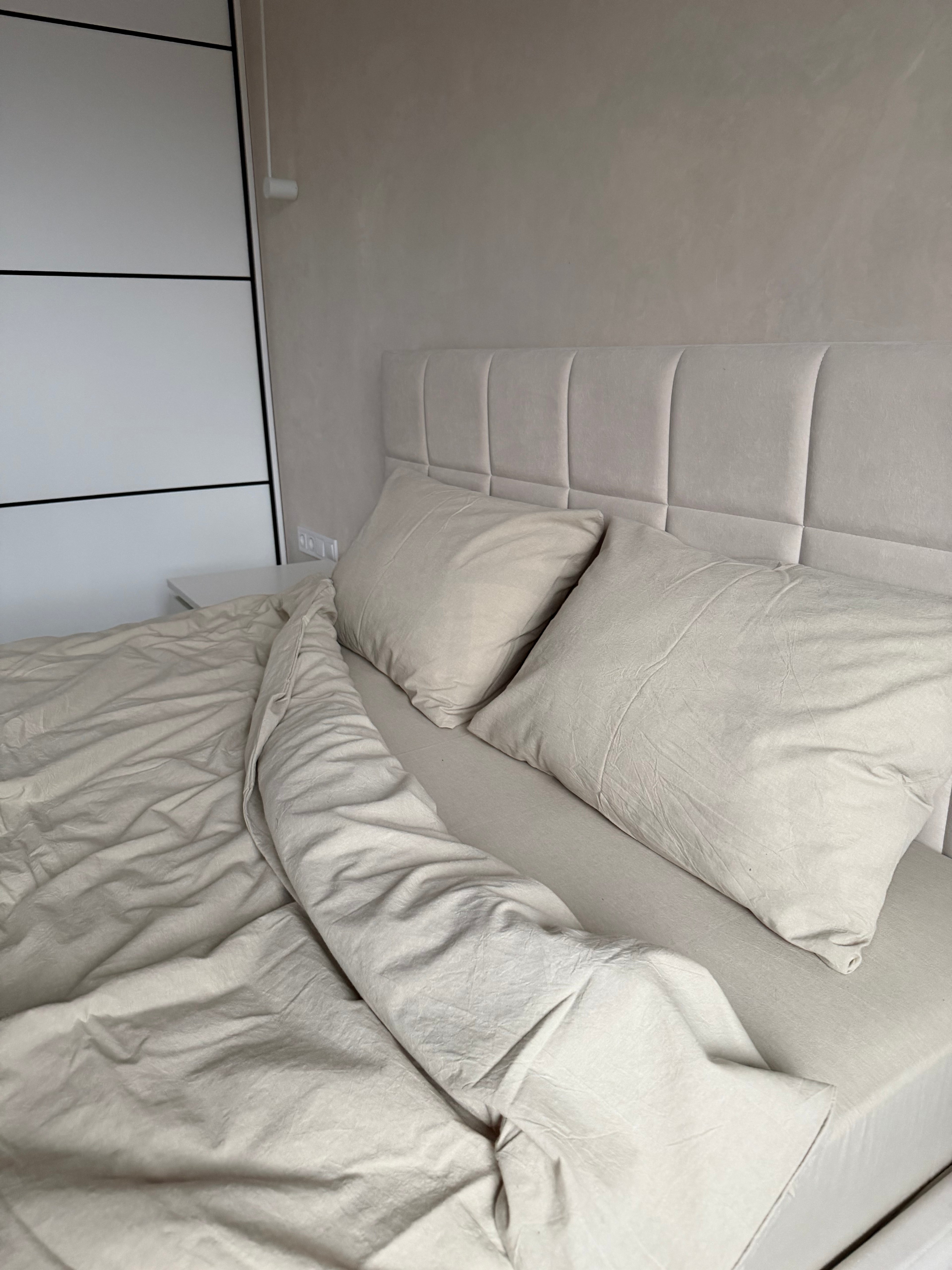 Комплект постільної білизни з Вареної Бавовни "Молочна Оливка"