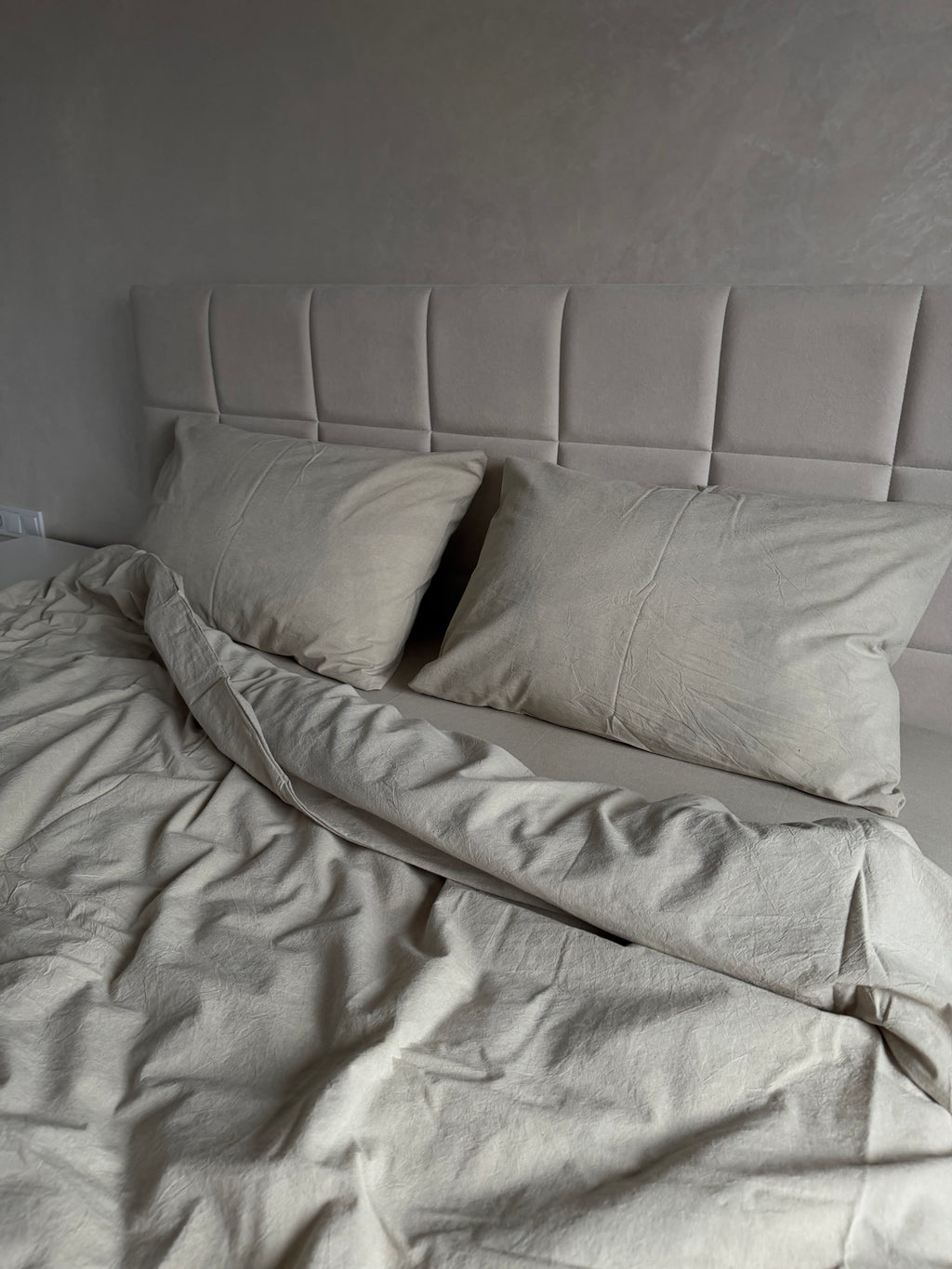 Комплект постільної білизни з Вареної Бавовни "Молочна Оливка"