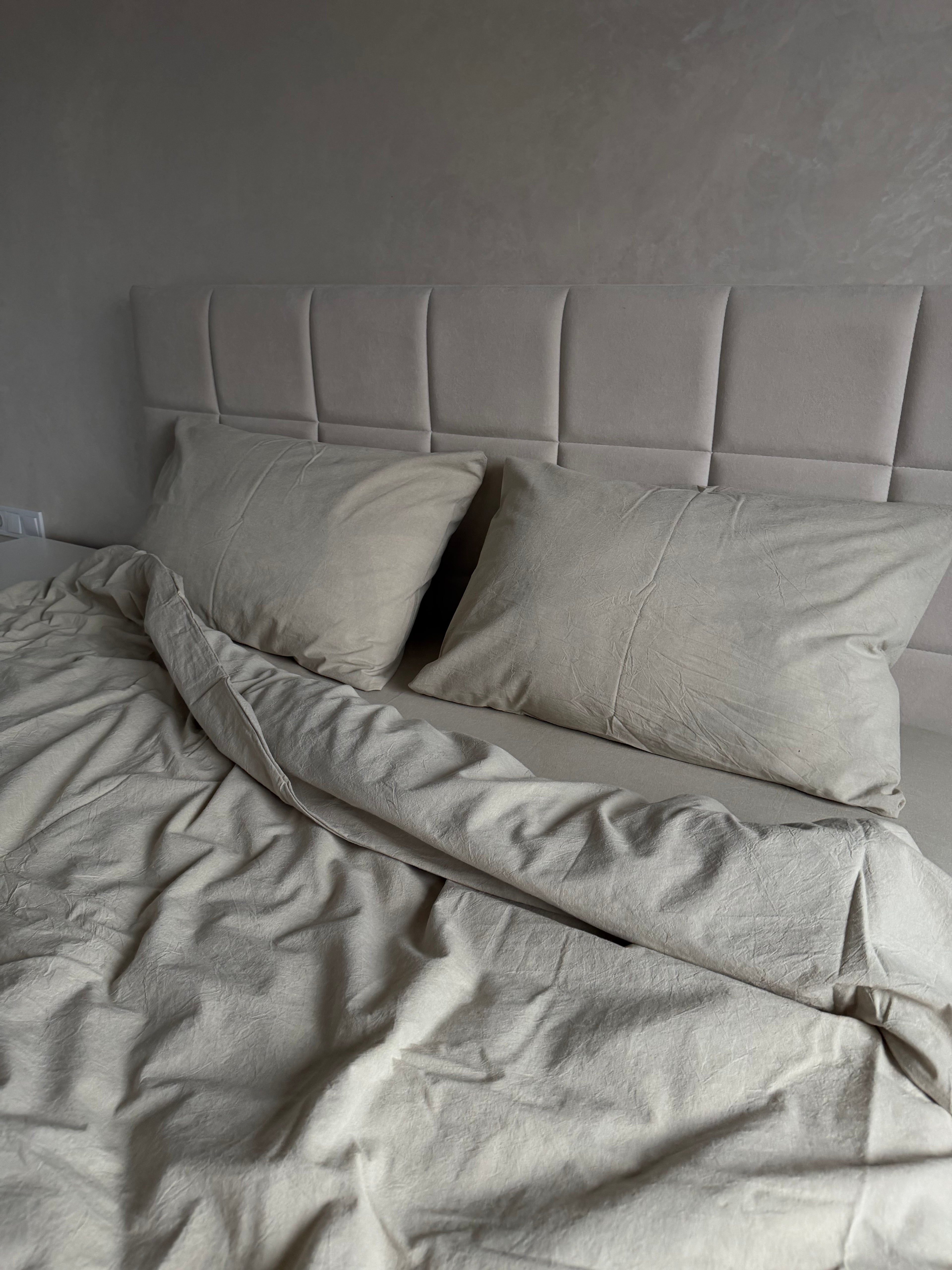 Комплект постільної білизни з Вареної Бавовни "Молочна Оливка"