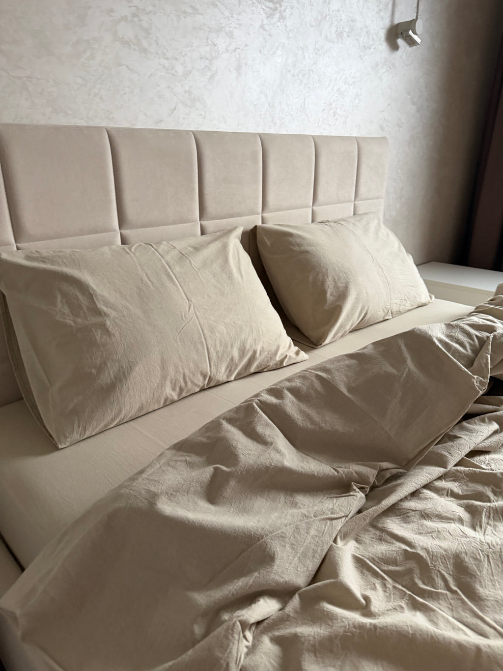 Комплект постільної білизни з Вареної Бавовни "Молочна Оливка"