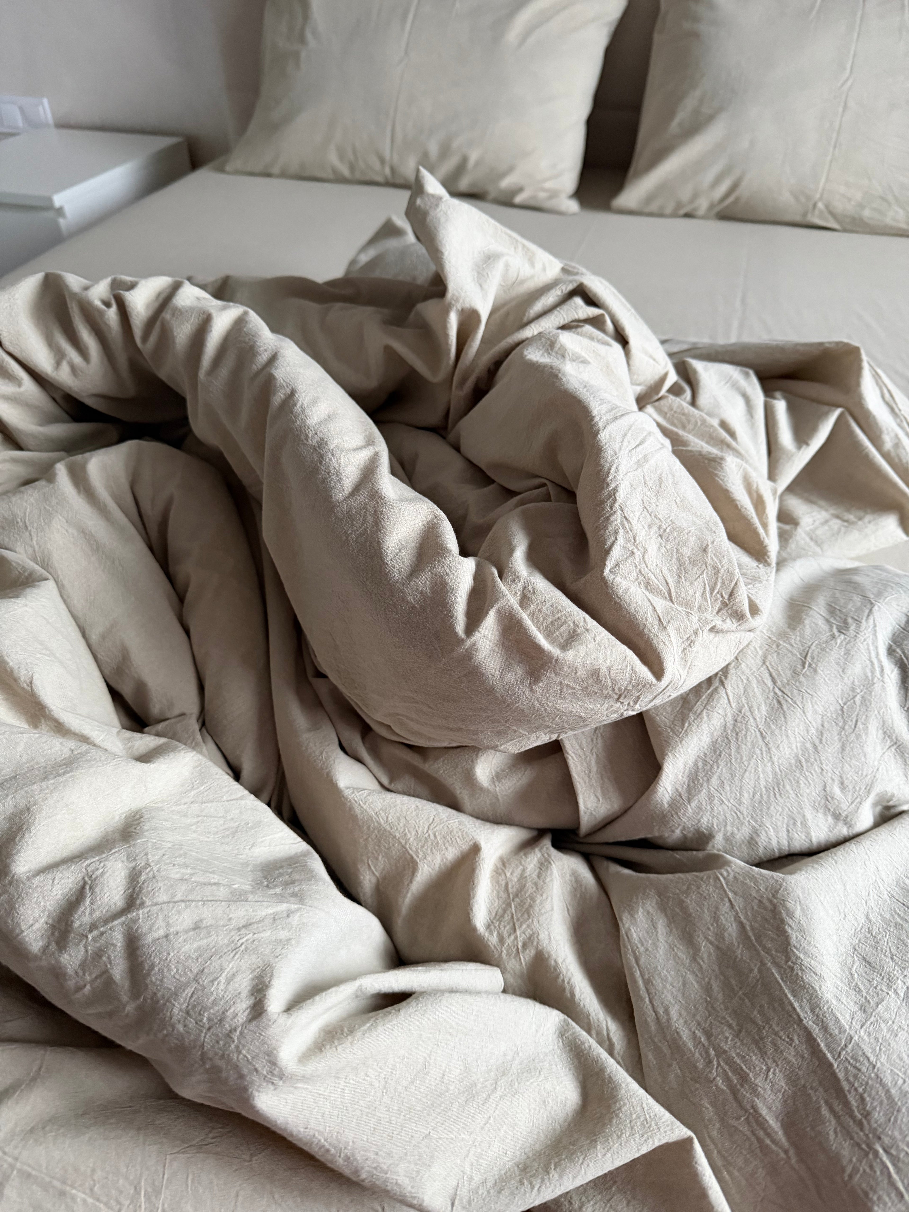 Комплект постільної білизни з Вареної Бавовни "Молочна Оливка"