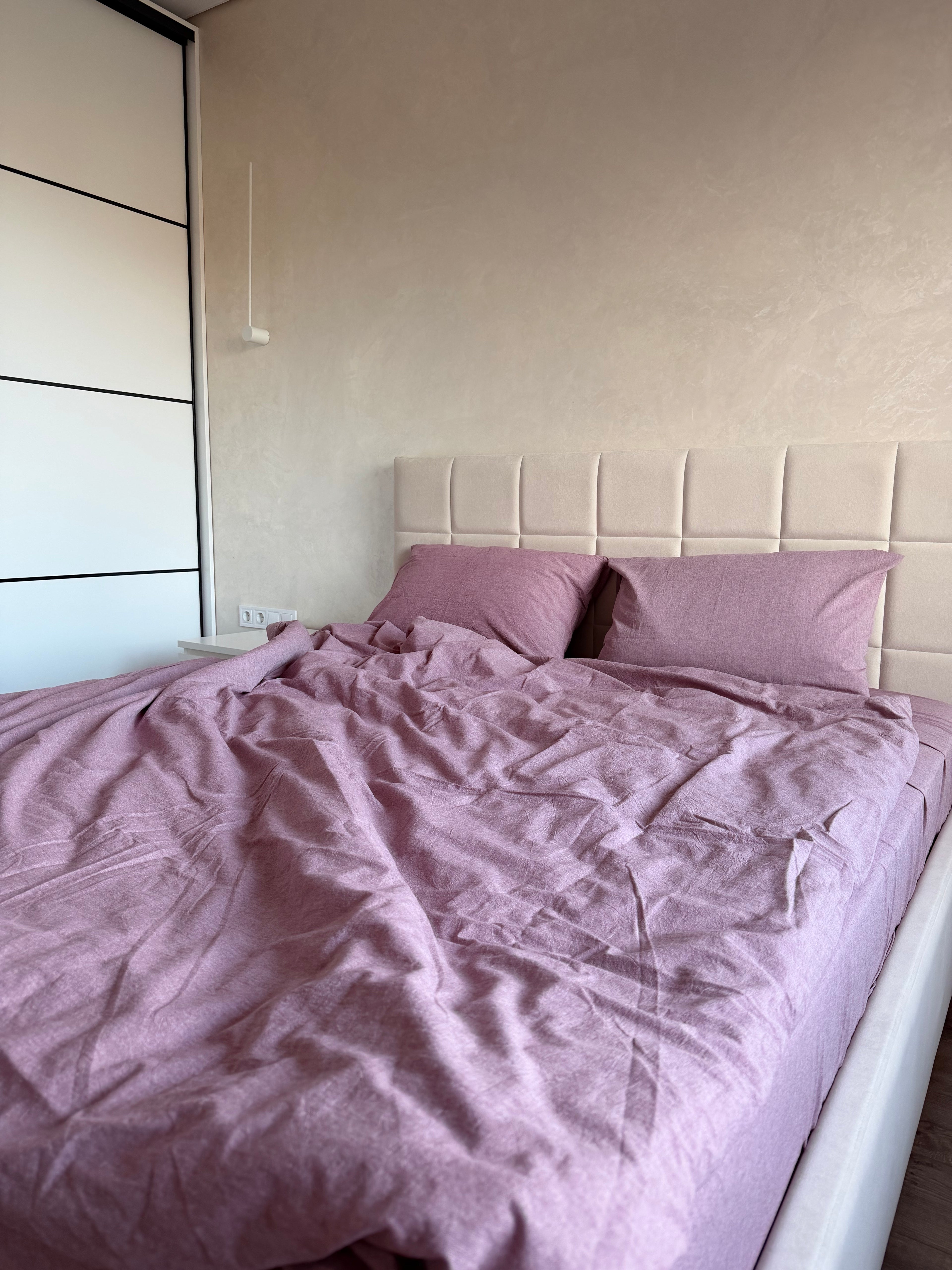 Комплект постільної білизни з Вареної Бавовни "Пудровий"