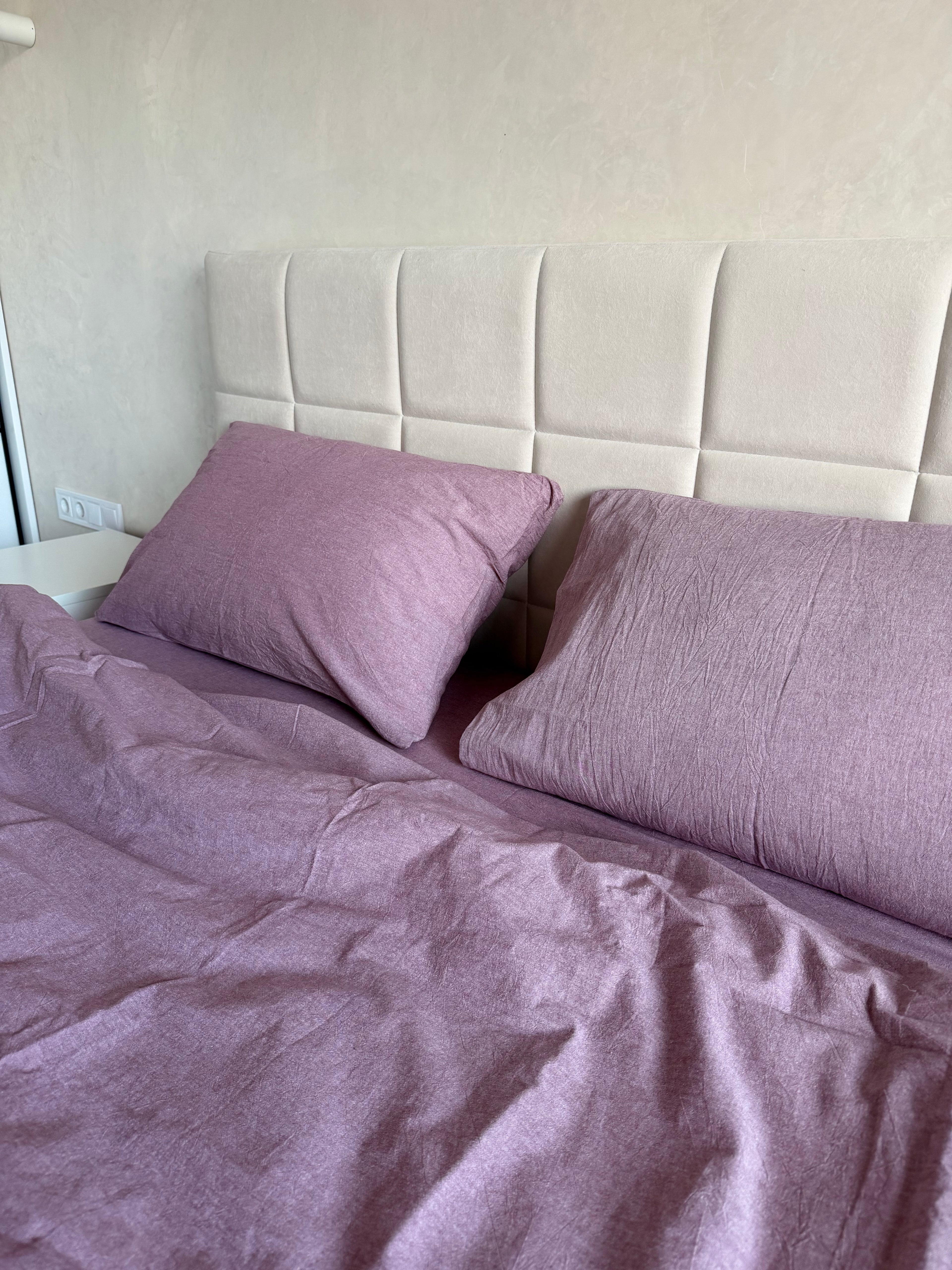 Комплект постільної білизни з Вареної Бавовни "Пудровий"