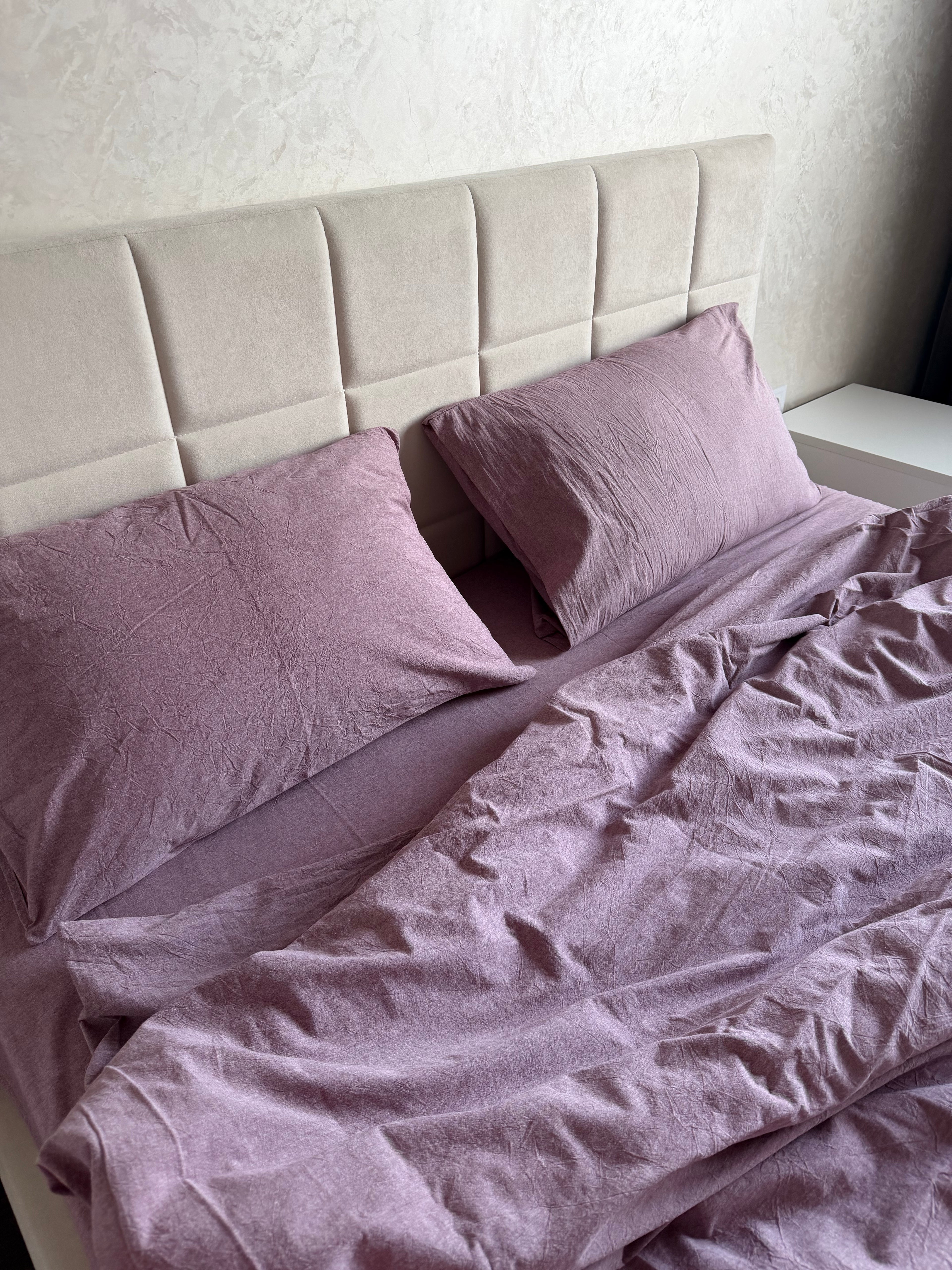 Комплект постільної білизни з Вареної Бавовни "Пудровий"