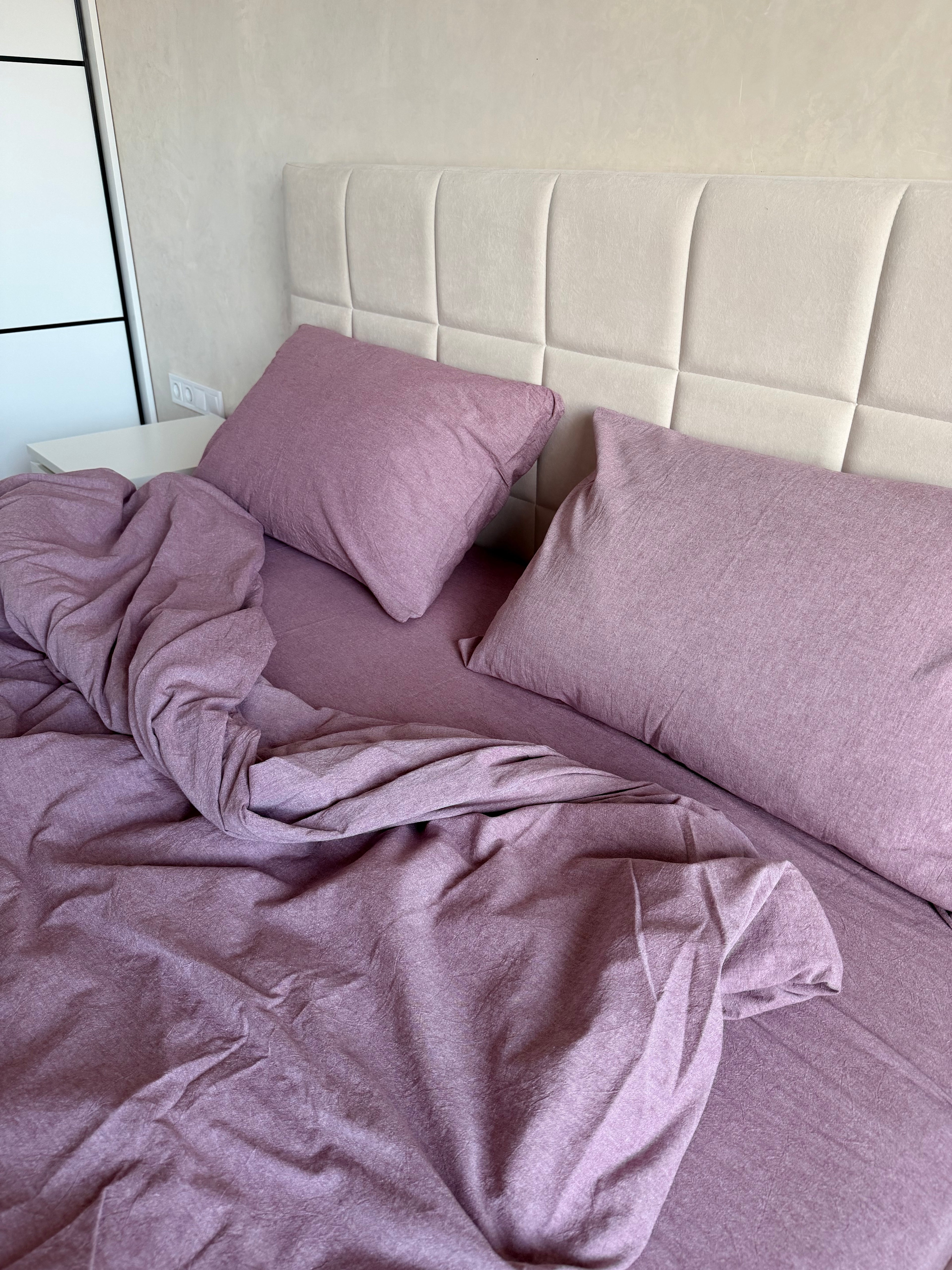 Комплект постільної білизни з Вареної Бавовни "Пудровий"