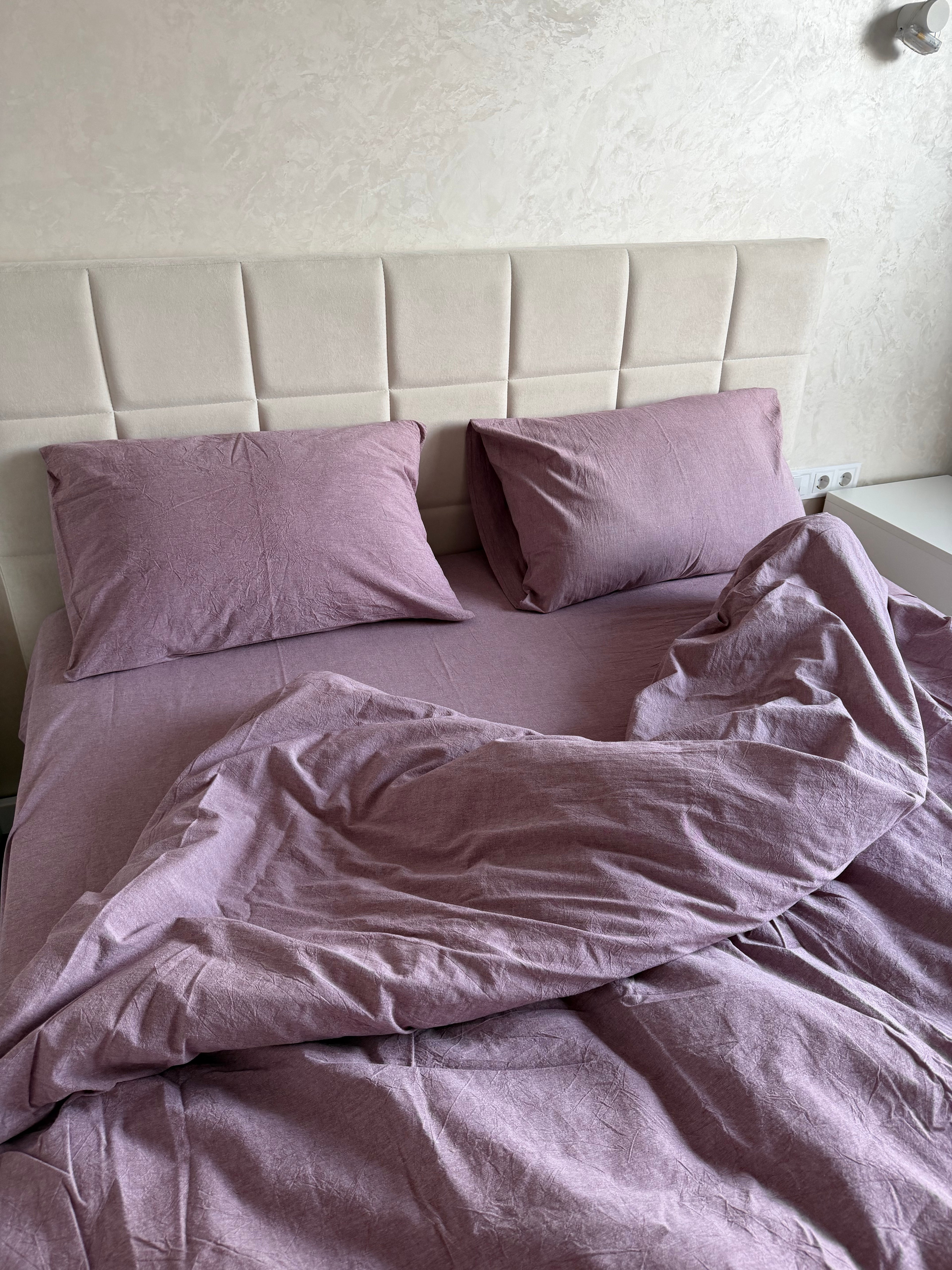 Комплект постільної білизни з Вареної Бавовни "Пудровий"