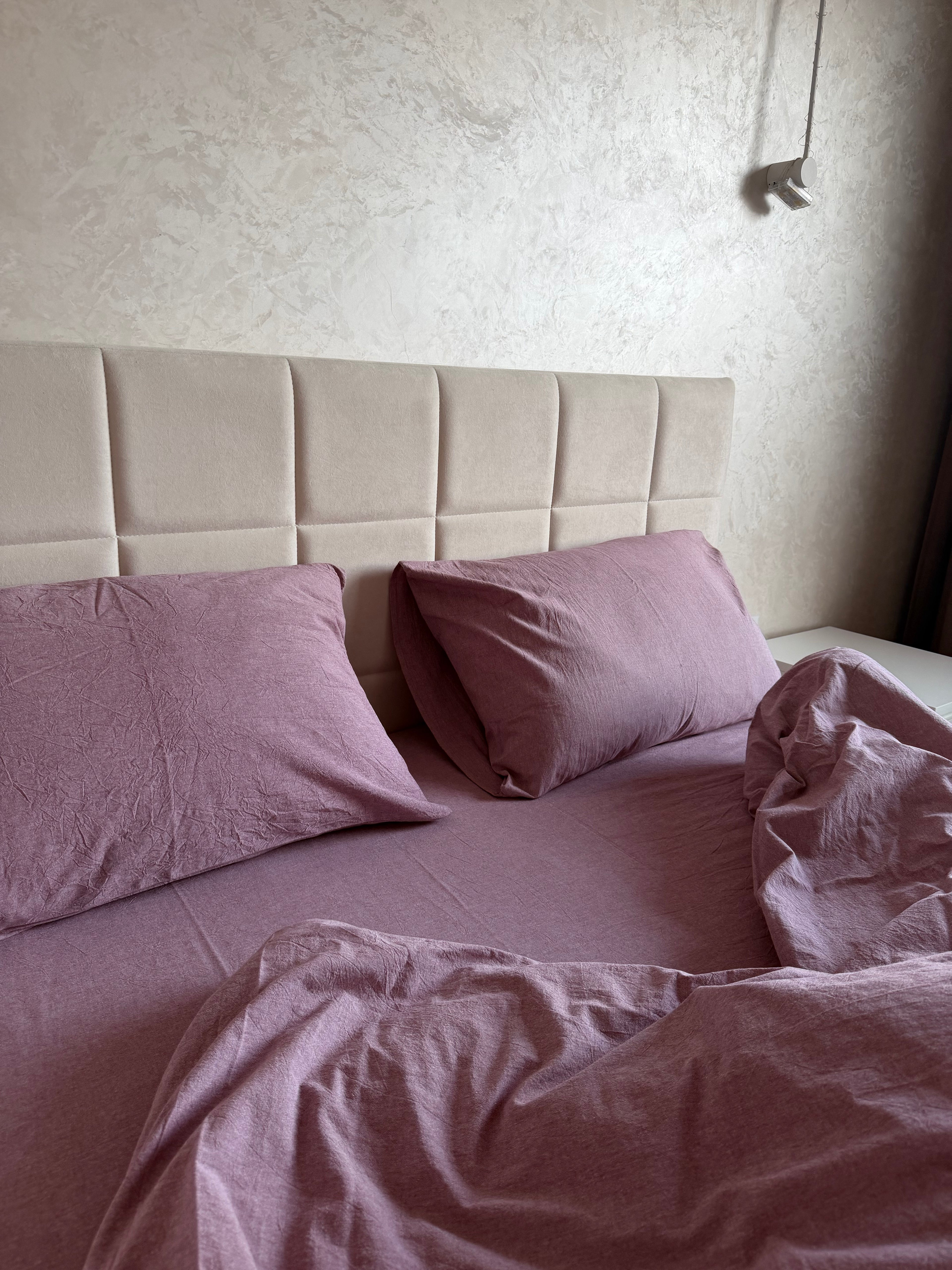 Комплект постільної білизни з Вареної Бавовни "Пудровий"