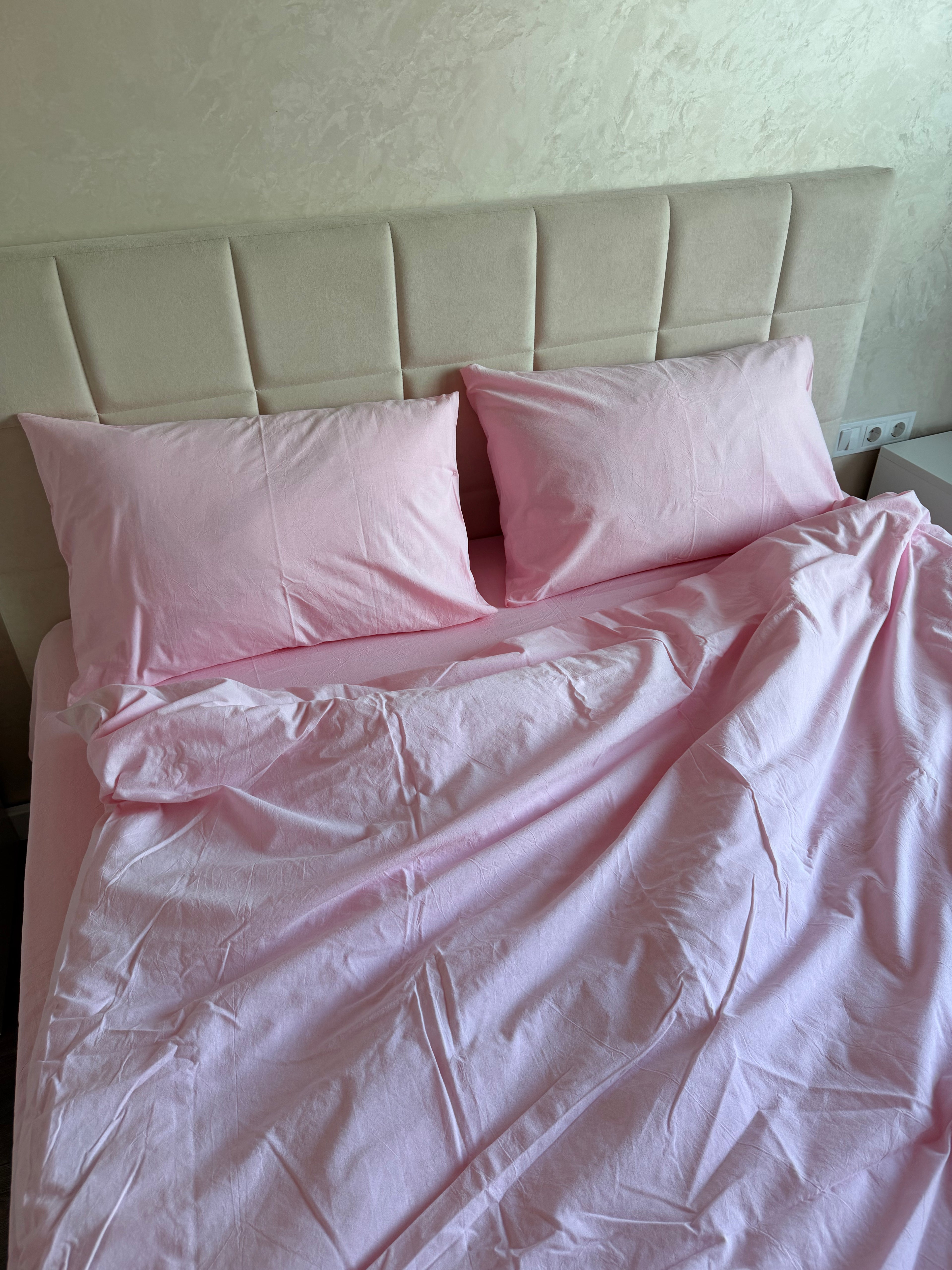 Комплект постільної білизни з Вареної Бавовни "Рожевий"