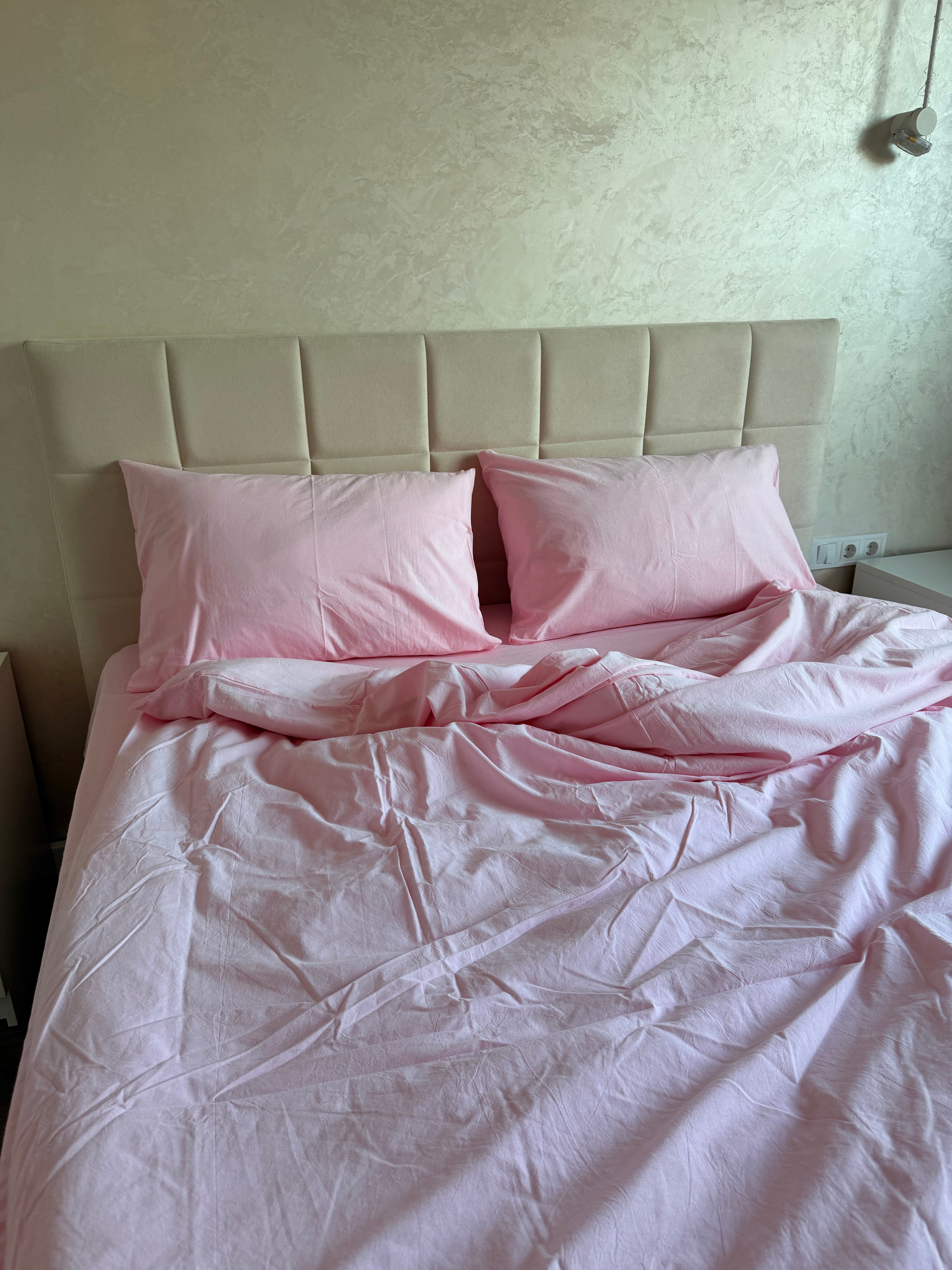 Комплект постільної білизни з Вареної Бавовни "Рожевий"