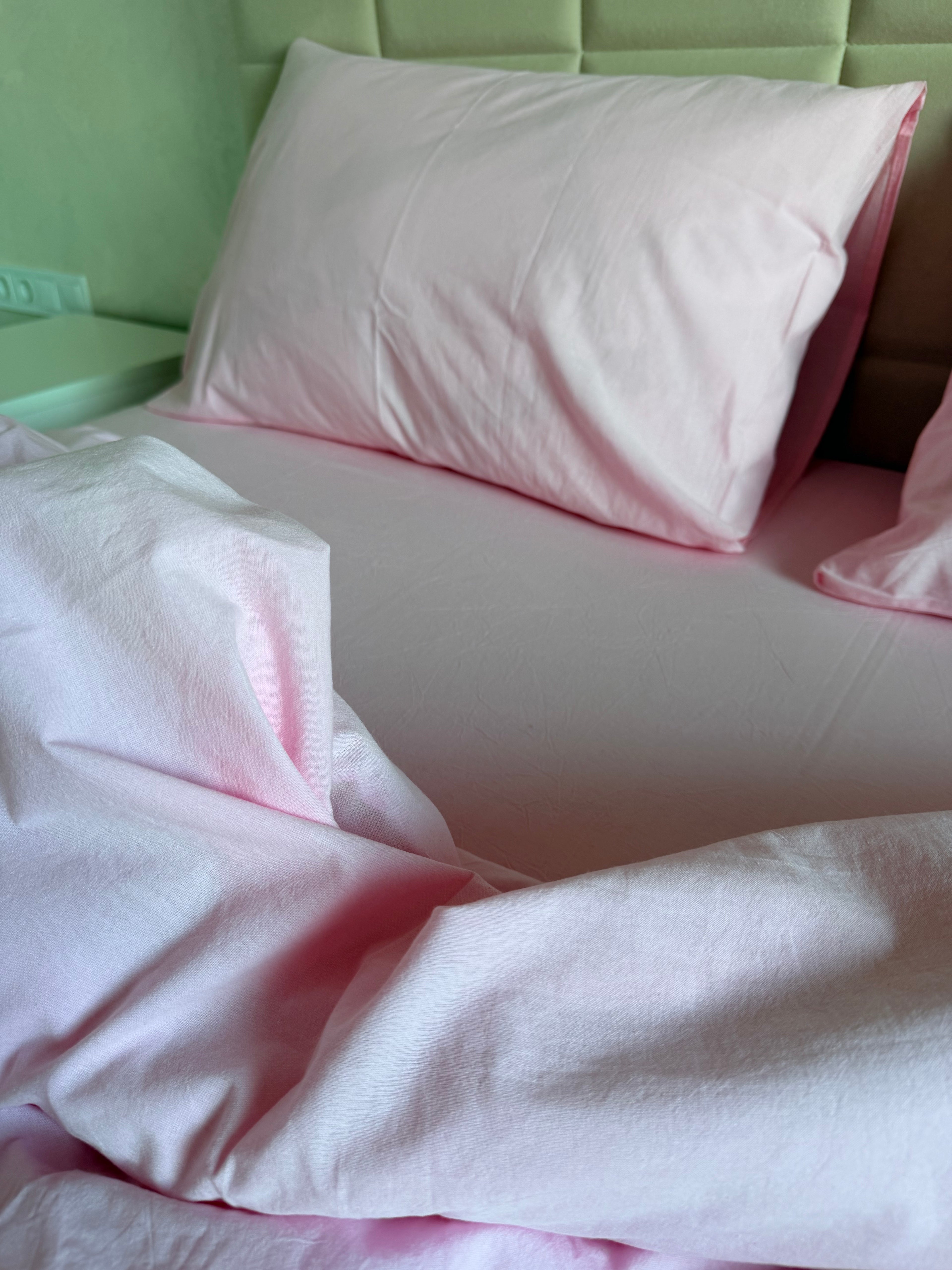 Комплект постільної білизни з Вареної Бавовни "Рожевий"