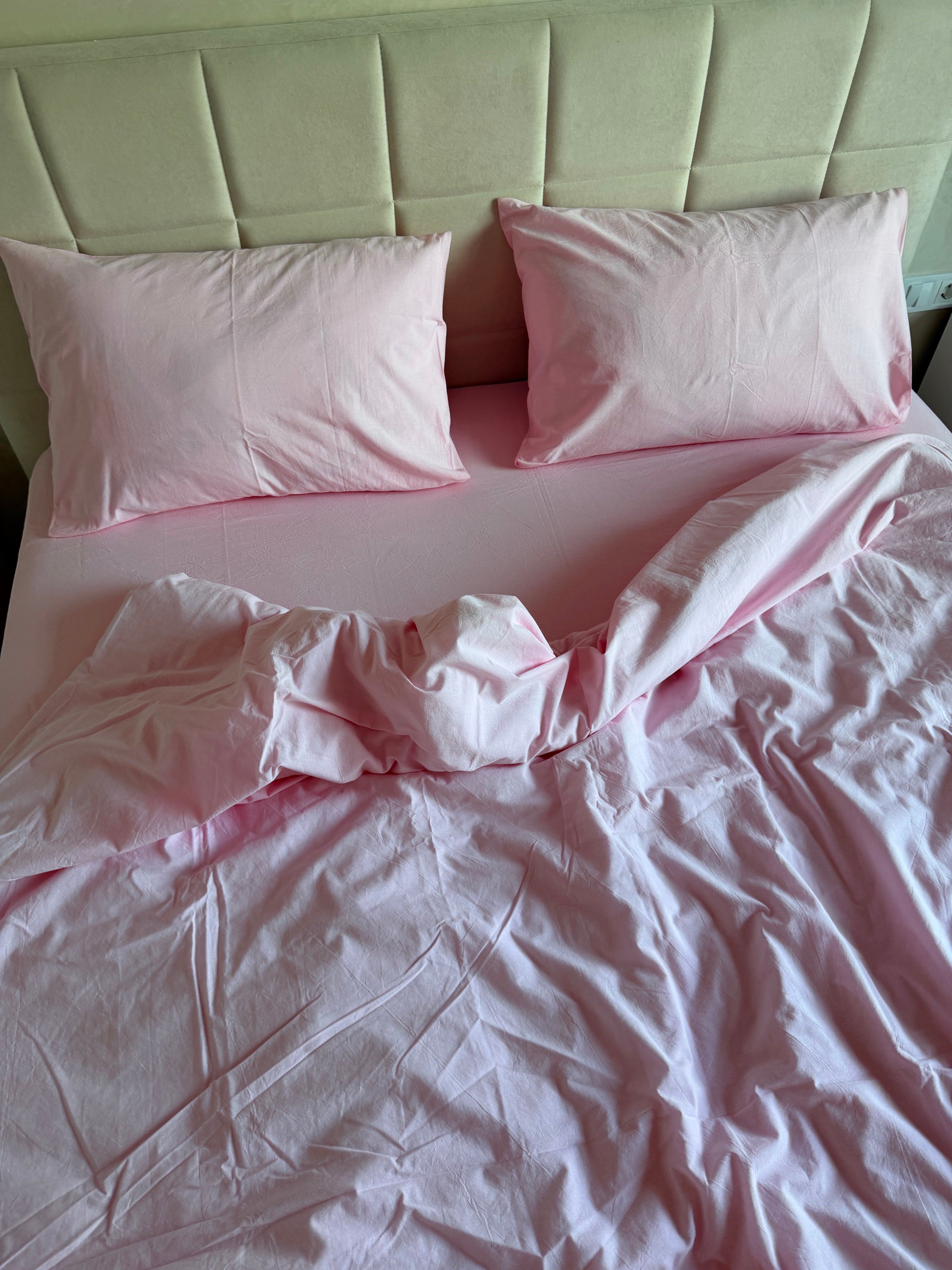 Комплект постільної білизни з Вареної Бавовни "Рожевий"